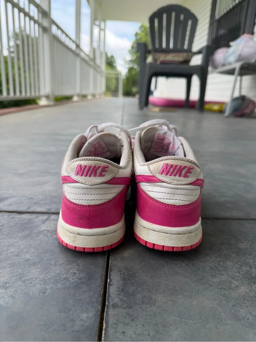 Nike Pink and White Low-Top Skate Sneakers